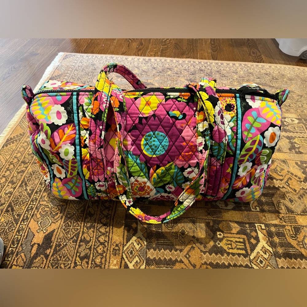 Vera Bradley quilted cotton small duffel in Va Va Bloom pattern
